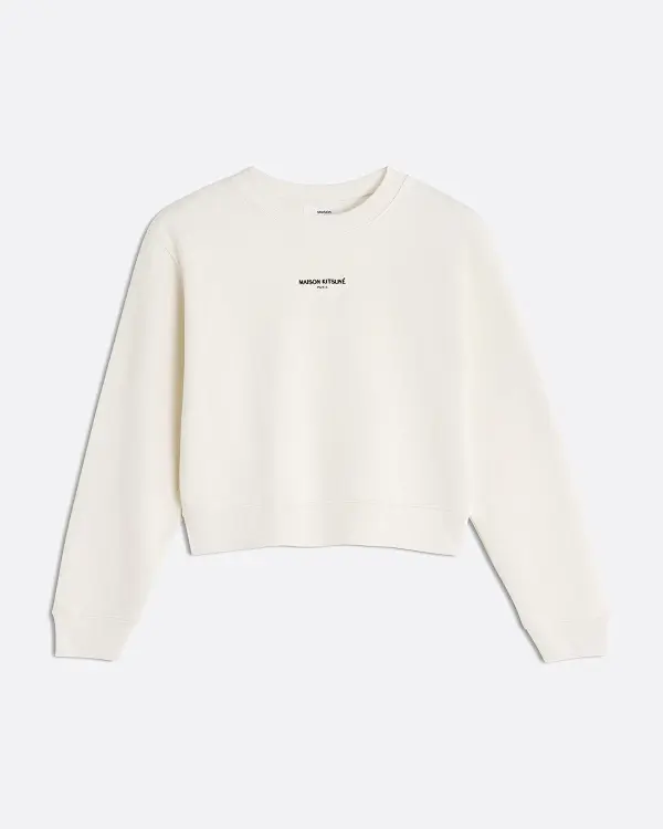 Paris Cropped Bej Kadın Sweatshirt