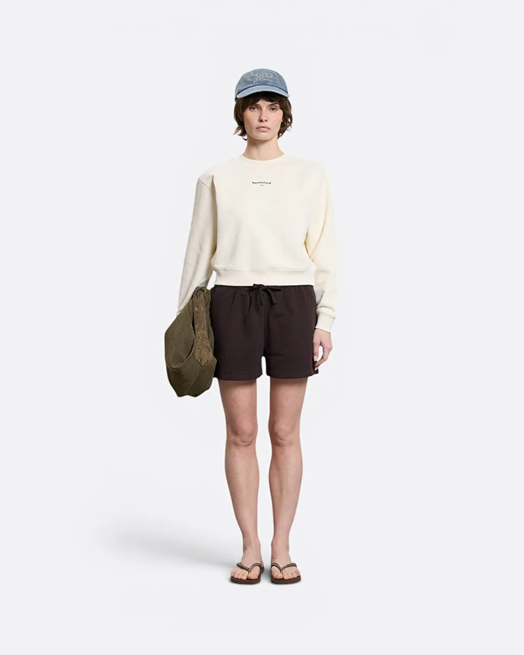 Paris Cropped Bej Kadın Sweatshirt - 2