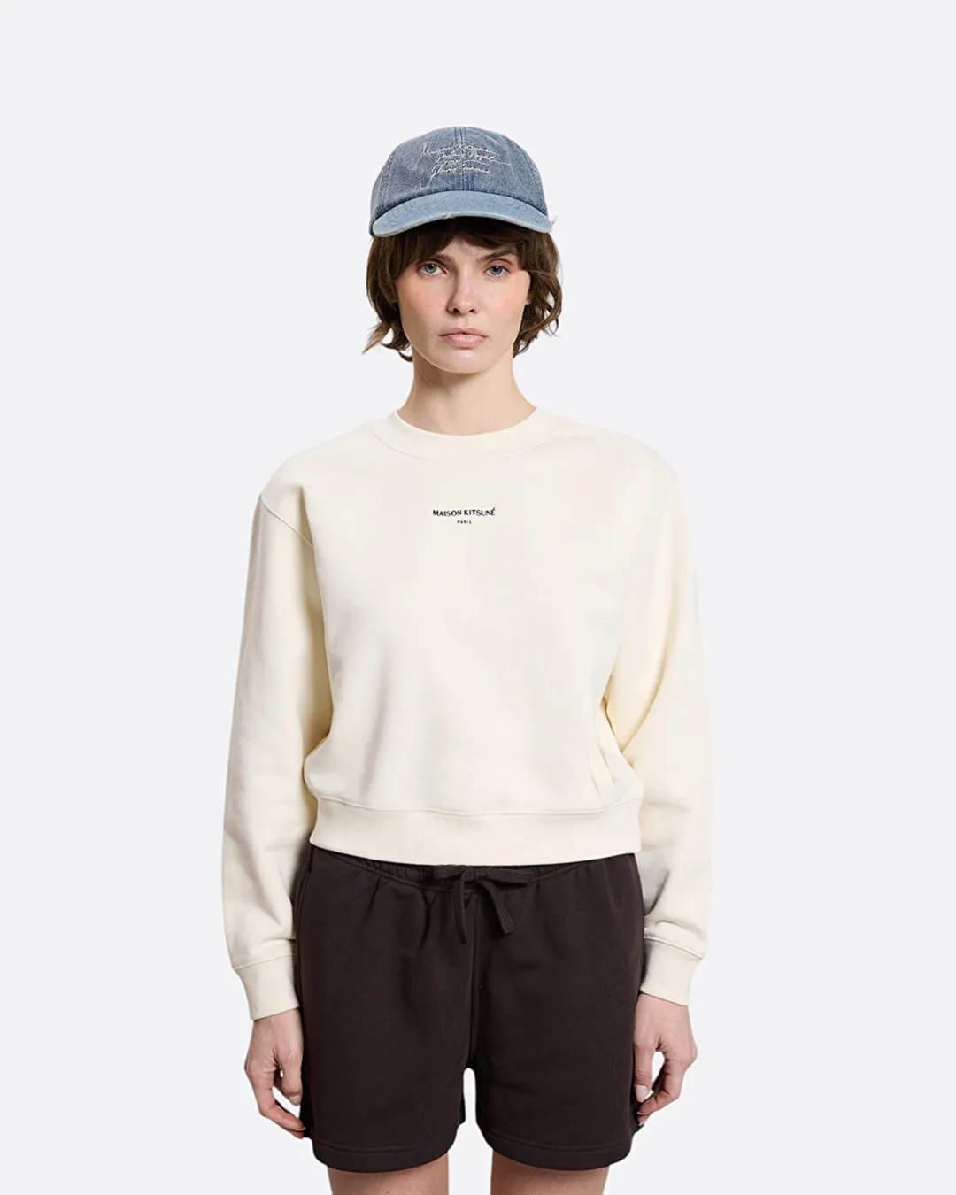 Paris Cropped Bej Kadın Sweatshirt - 3