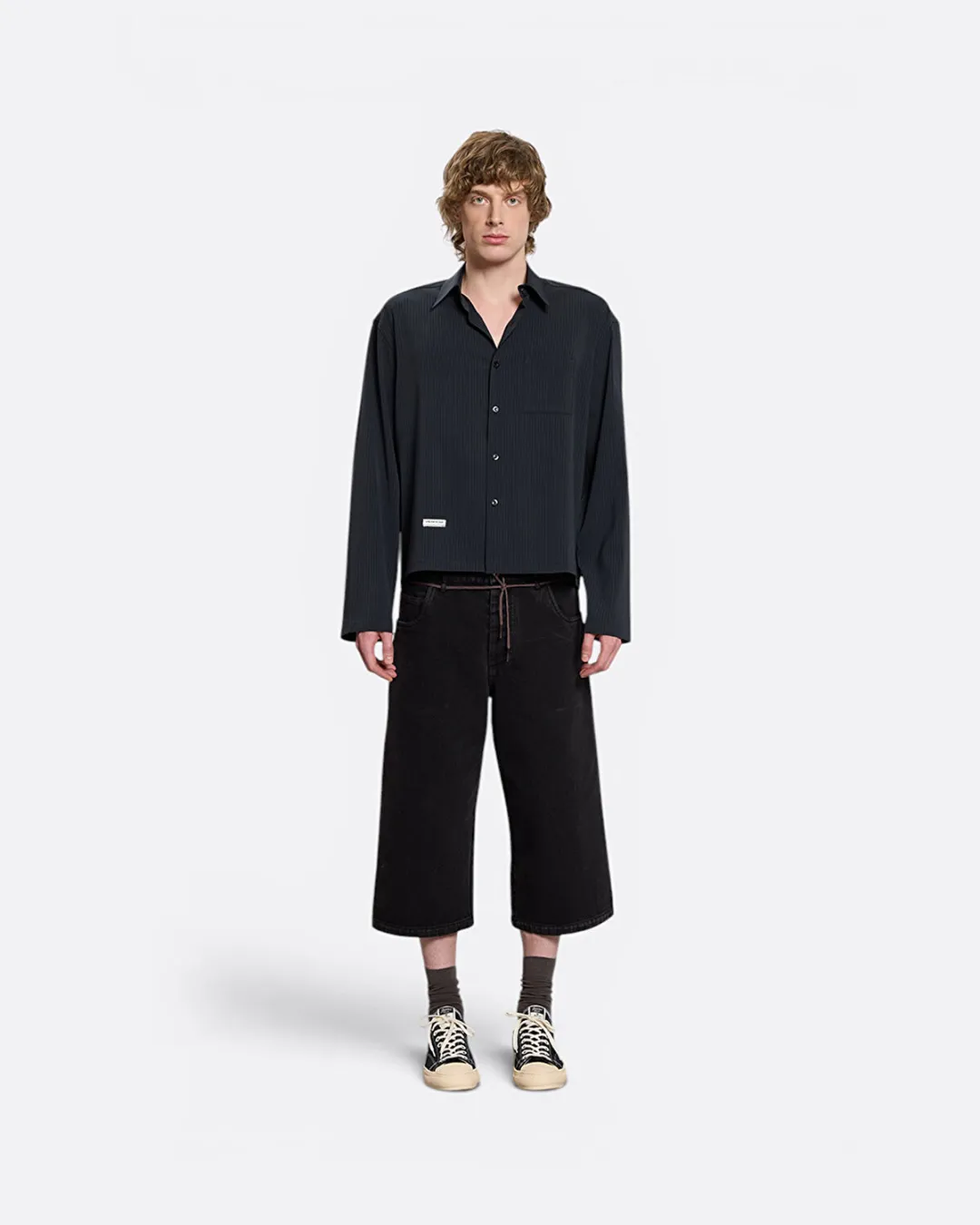 Cropped Casual Lacivert Erkek Gömlek - 2