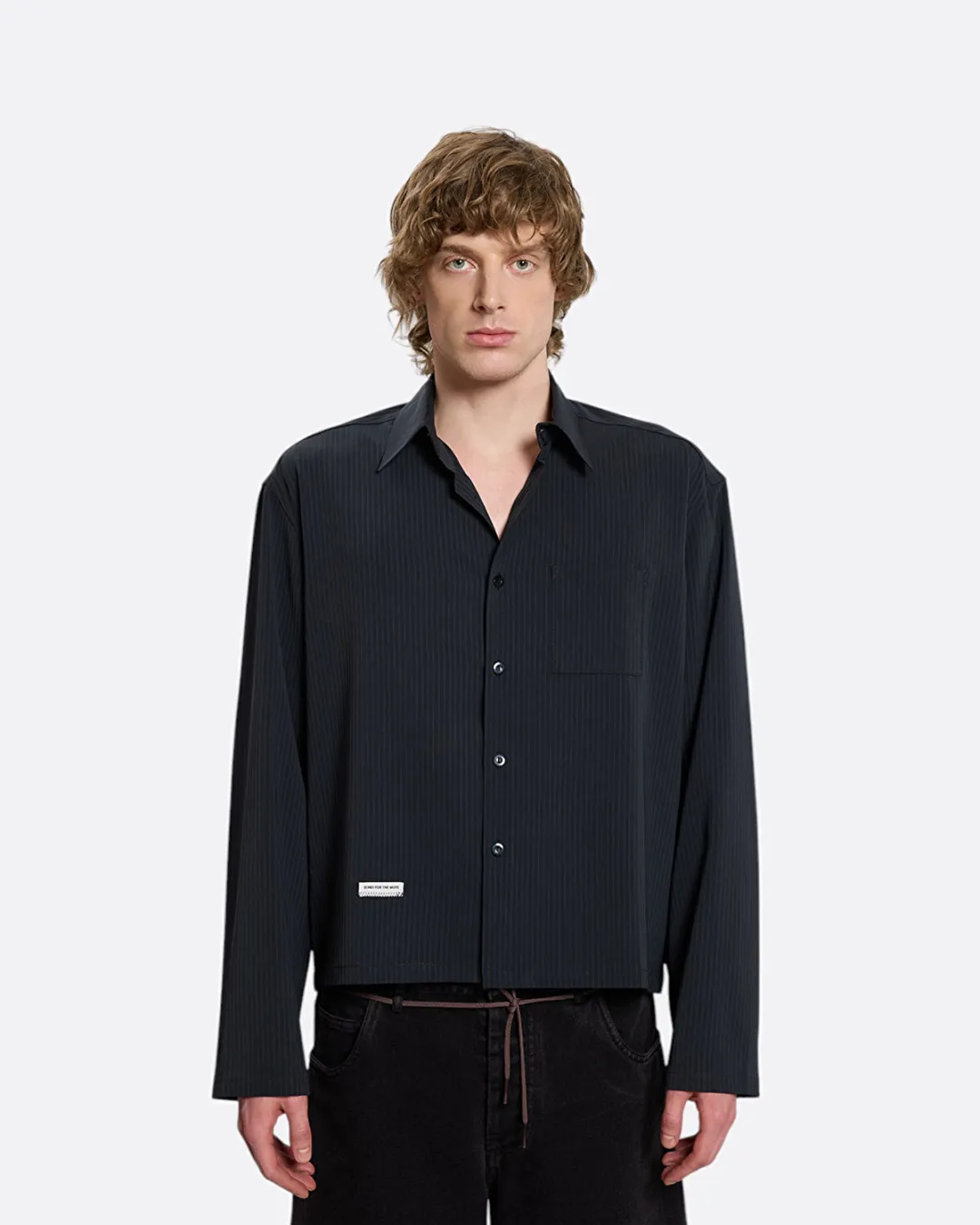 Cropped Casual Lacivert Erkek Gömlek - 3