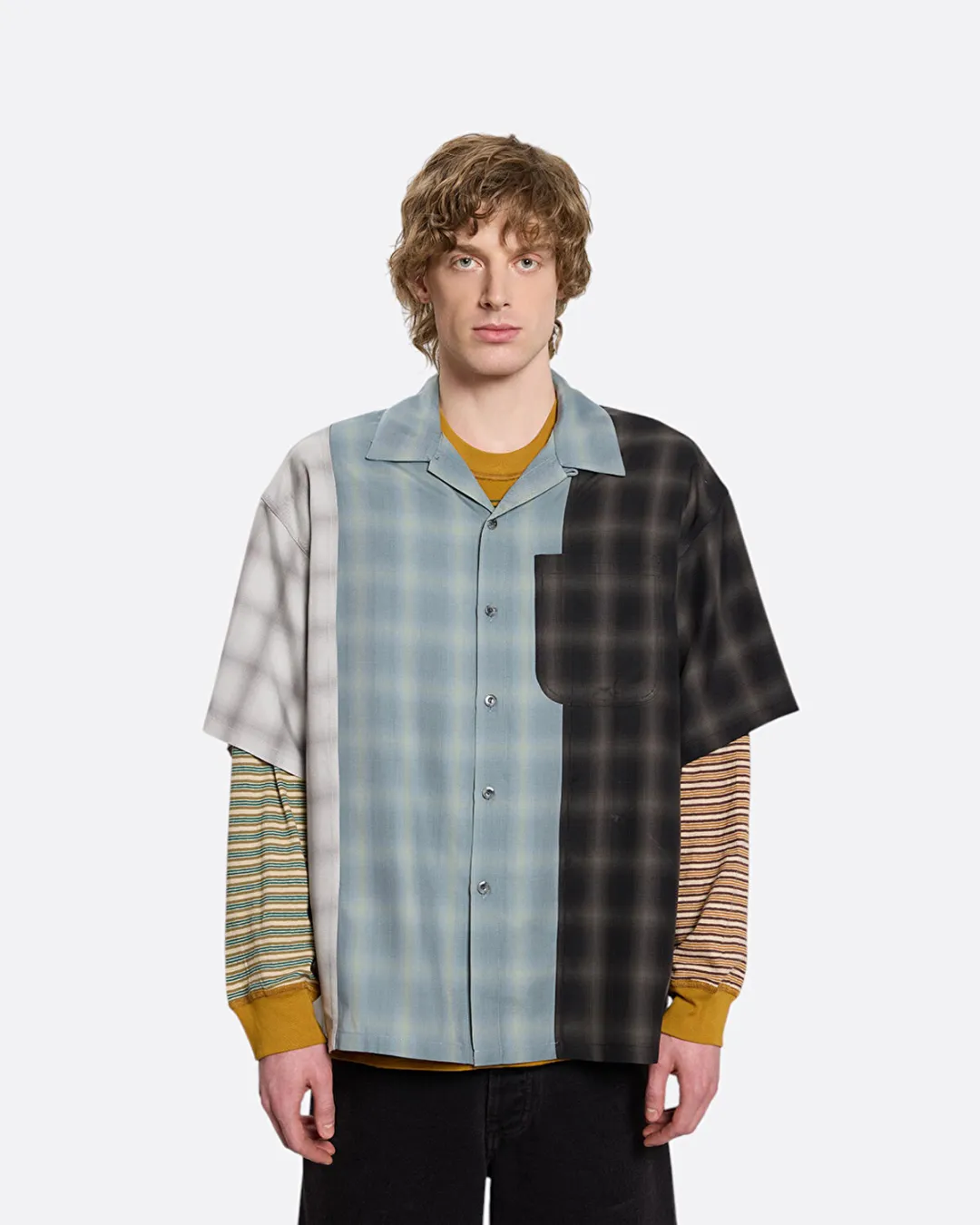Button Up Gym Mavi-Siyah Erkek Gömlek - 3