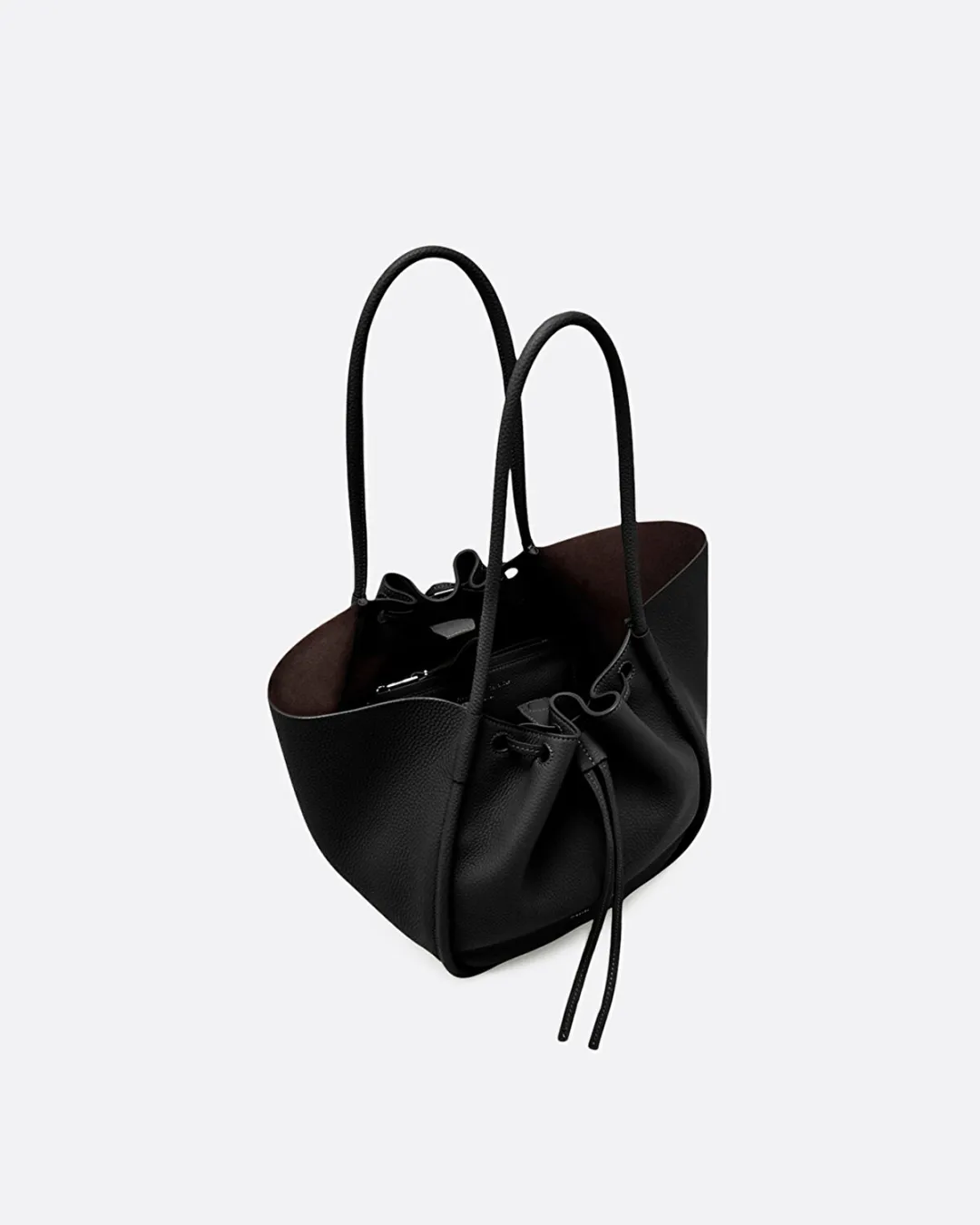 Large Ruched Siyah Kadın Tote Çanta - 4