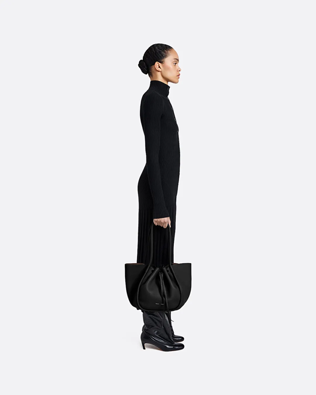 Large Ruched Siyah Kadın Tote Çanta - 5