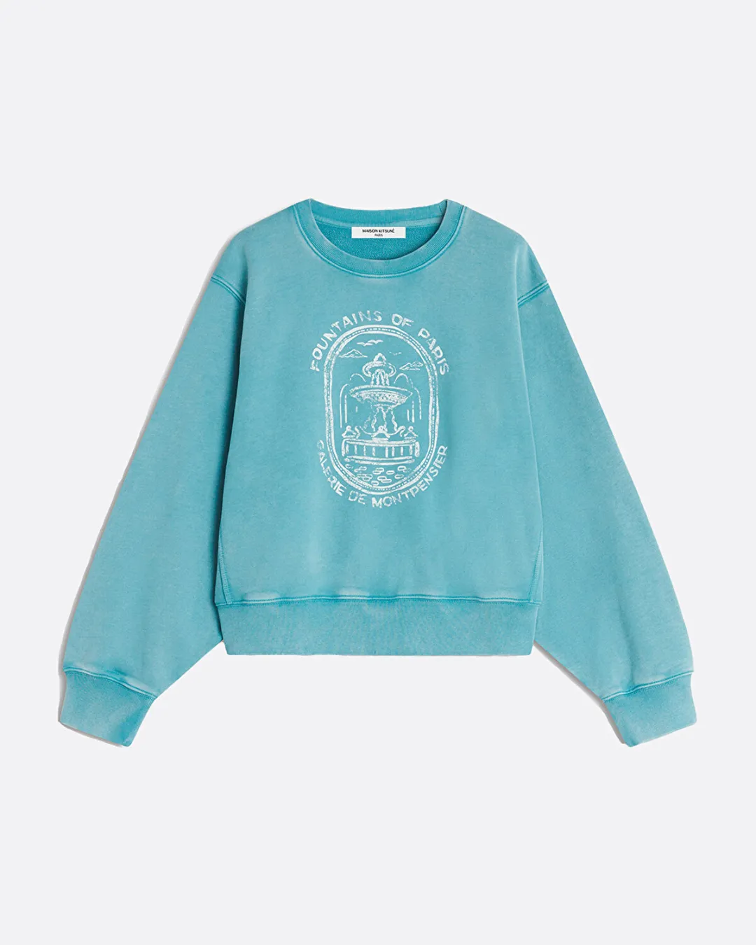 Fountain Stamp Faded Relaxed Mavi Kadın Sweatshirt - 1