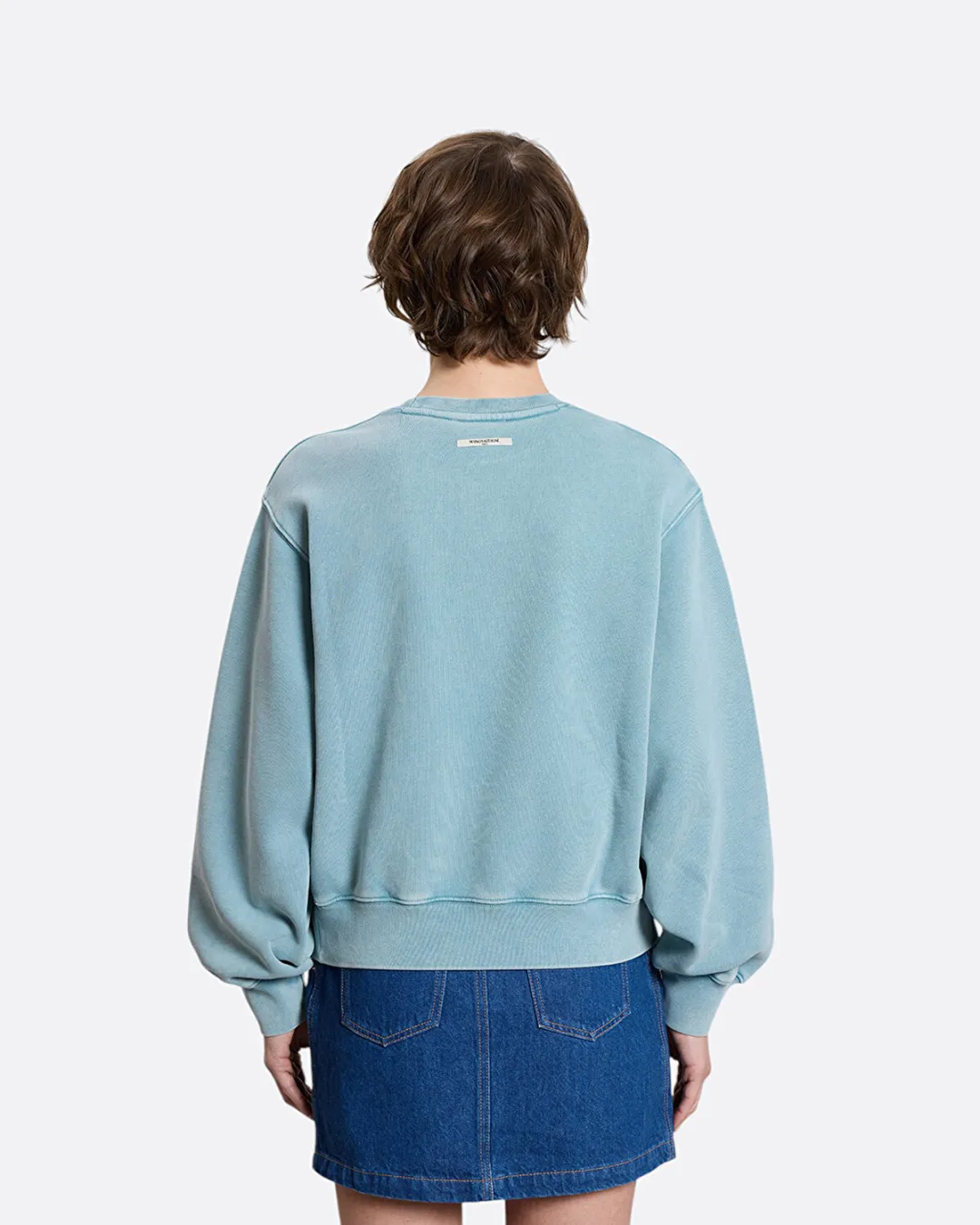 Fountain Stamp Faded Relaxed Mavi Kadın Sweatshirt - 4