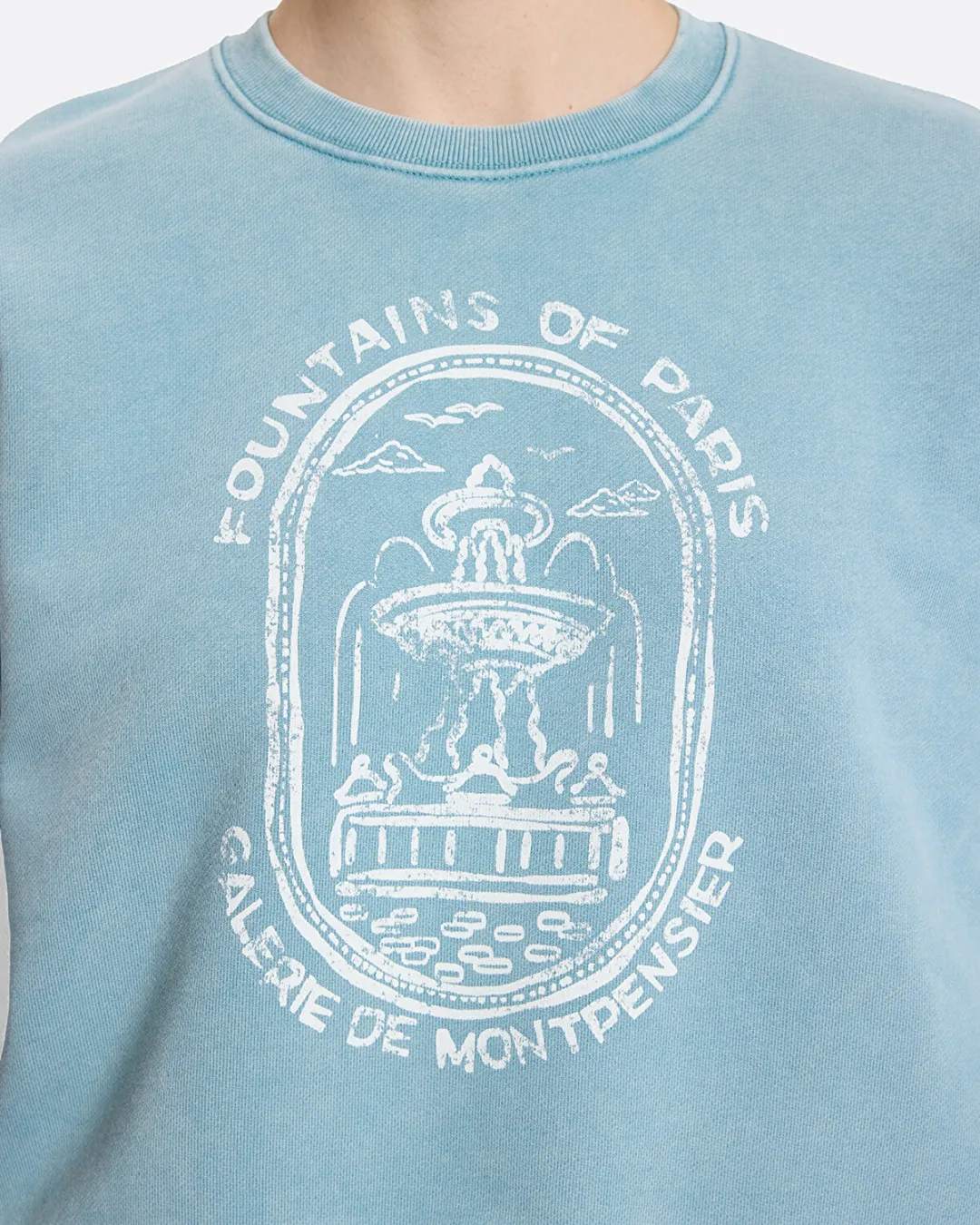 Fountain Stamp Faded Relaxed Mavi Kadın Sweatshirt - 5