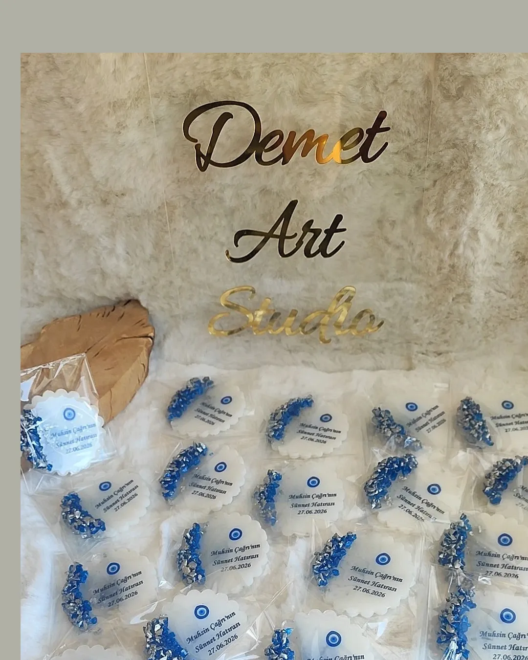 25 Adet Epoksi Mavi Taşlı Söz Nişan Düğün ve Özel Gün Magneti - 0