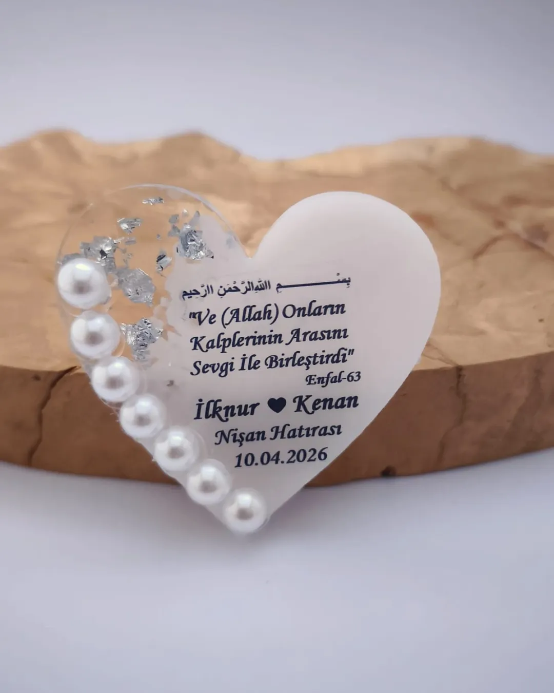 25 Adet Epoksi El Yapımı İnci Detaylı Söz Nişan Düğün ve Özel Günler İçin Hediyelik Hatıra Magnet - 2