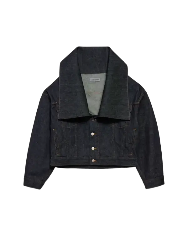Lacivert Boxy Fit Denim Ceket